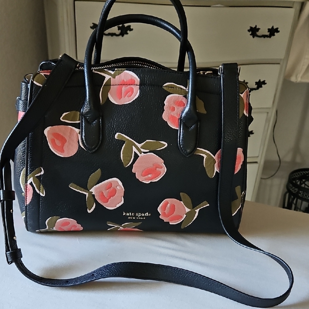Kate Spade Black and Pink Floral Satchel